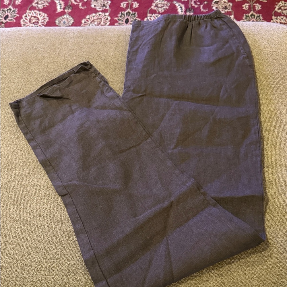 Flax Women's Dark Navy Linen Wide-Leg Pants